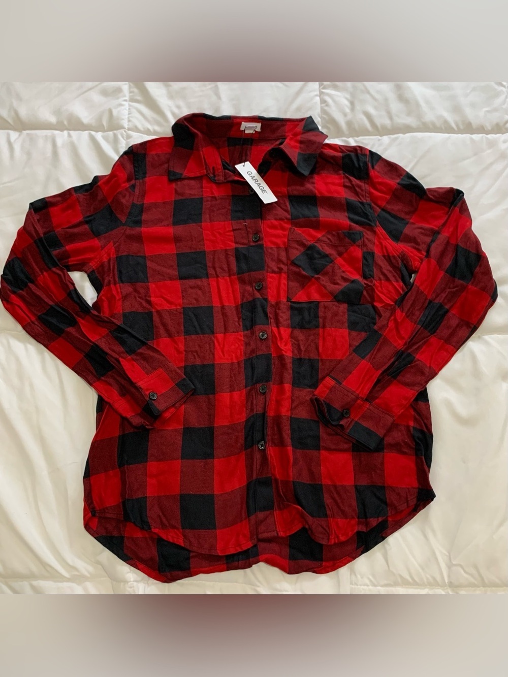 New Garage Plaid Botton Sleep Shirt Size Small